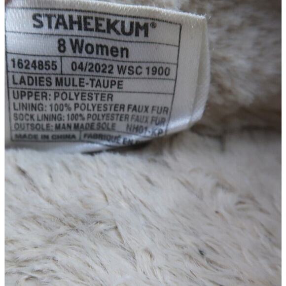 Staheekum Shoes Womens 8 Slip On Mule Sneakers Casual Lifestyle Taupe Faux Fur - Picture 8 of 12